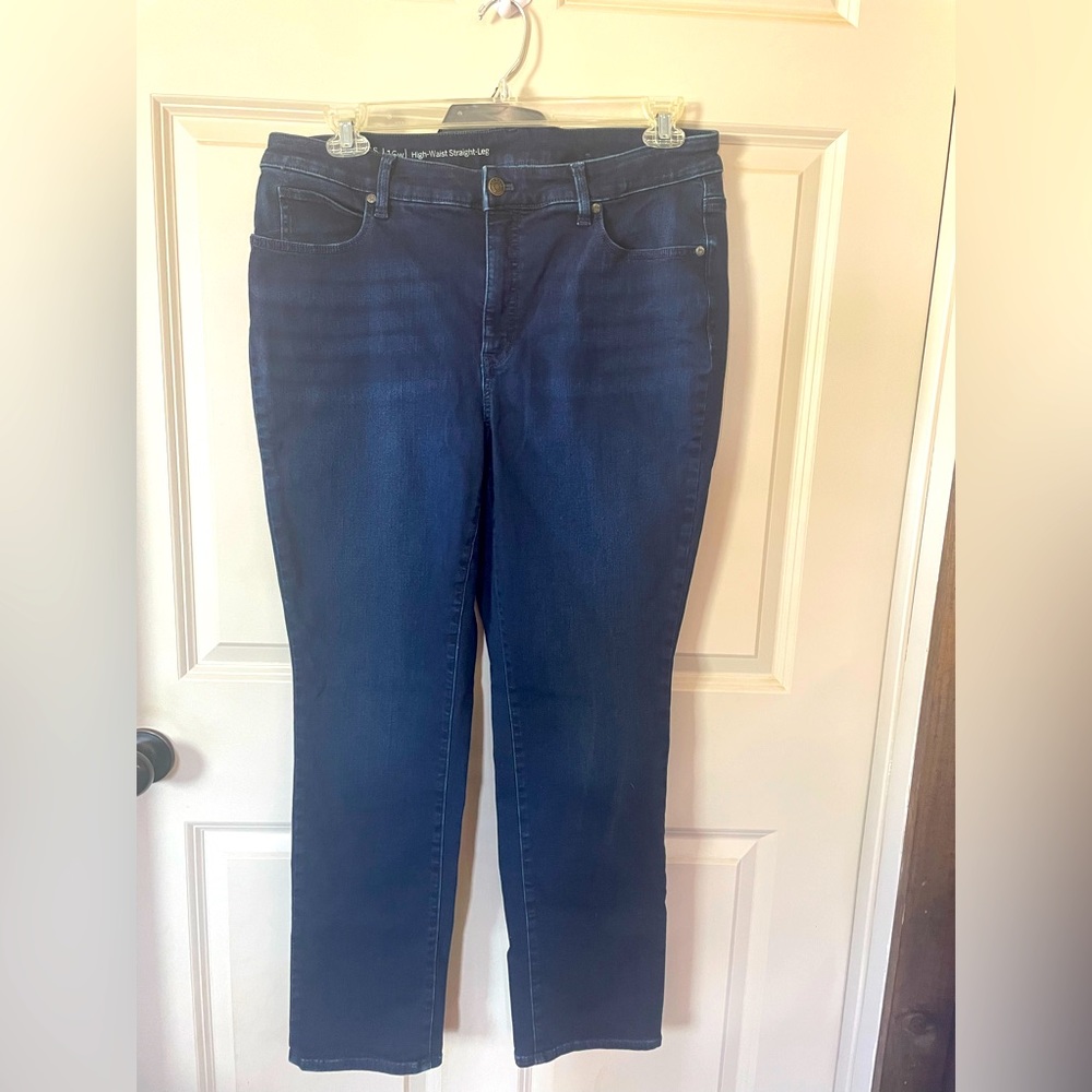 Talbots Size 16w High Waist Straight Leg 5 Pocket Jeans